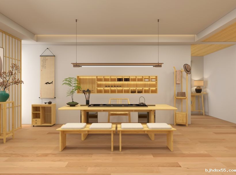 1742205355671096.jpg 茶桌椅+条凳+衣帽架+茶车组合场景.jpg